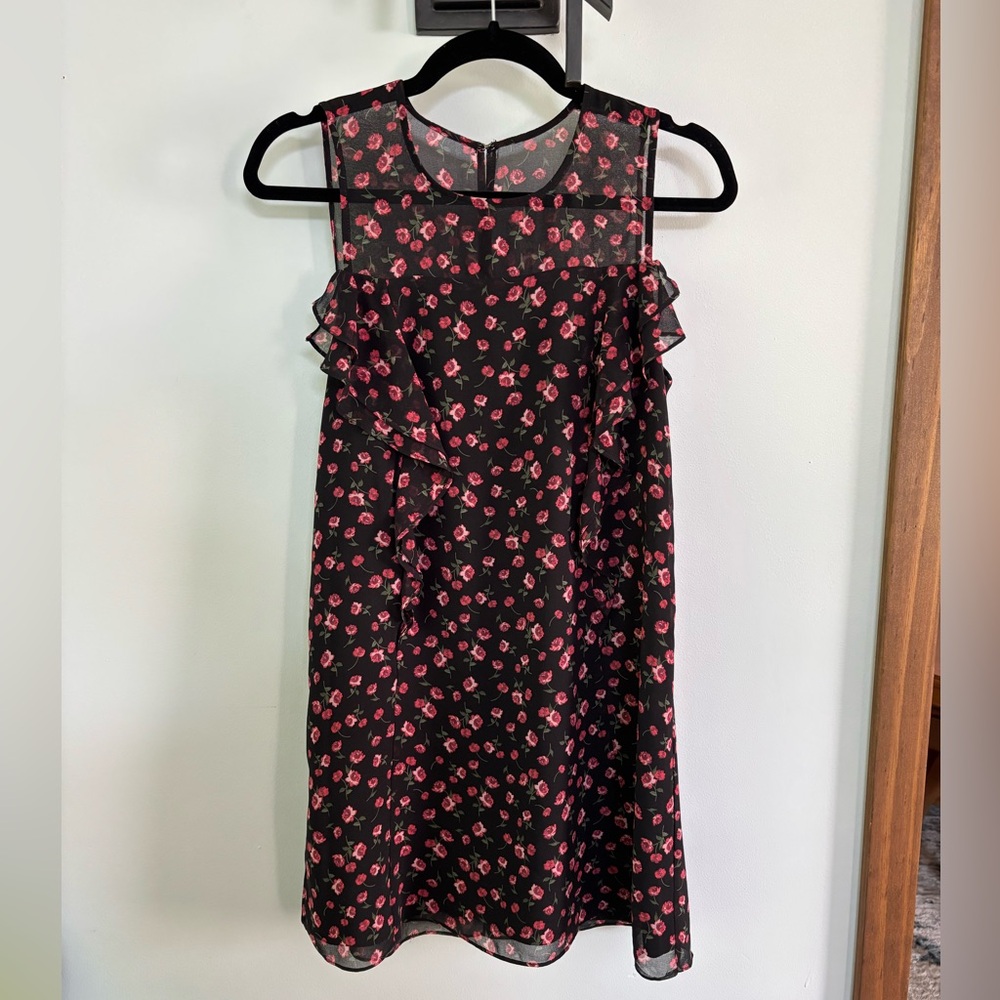 BCBGeneration Black and Pink Floral Sleeveless Dress